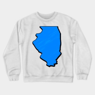 Bright Blue Illinois Outline Crewneck Sweatshirt